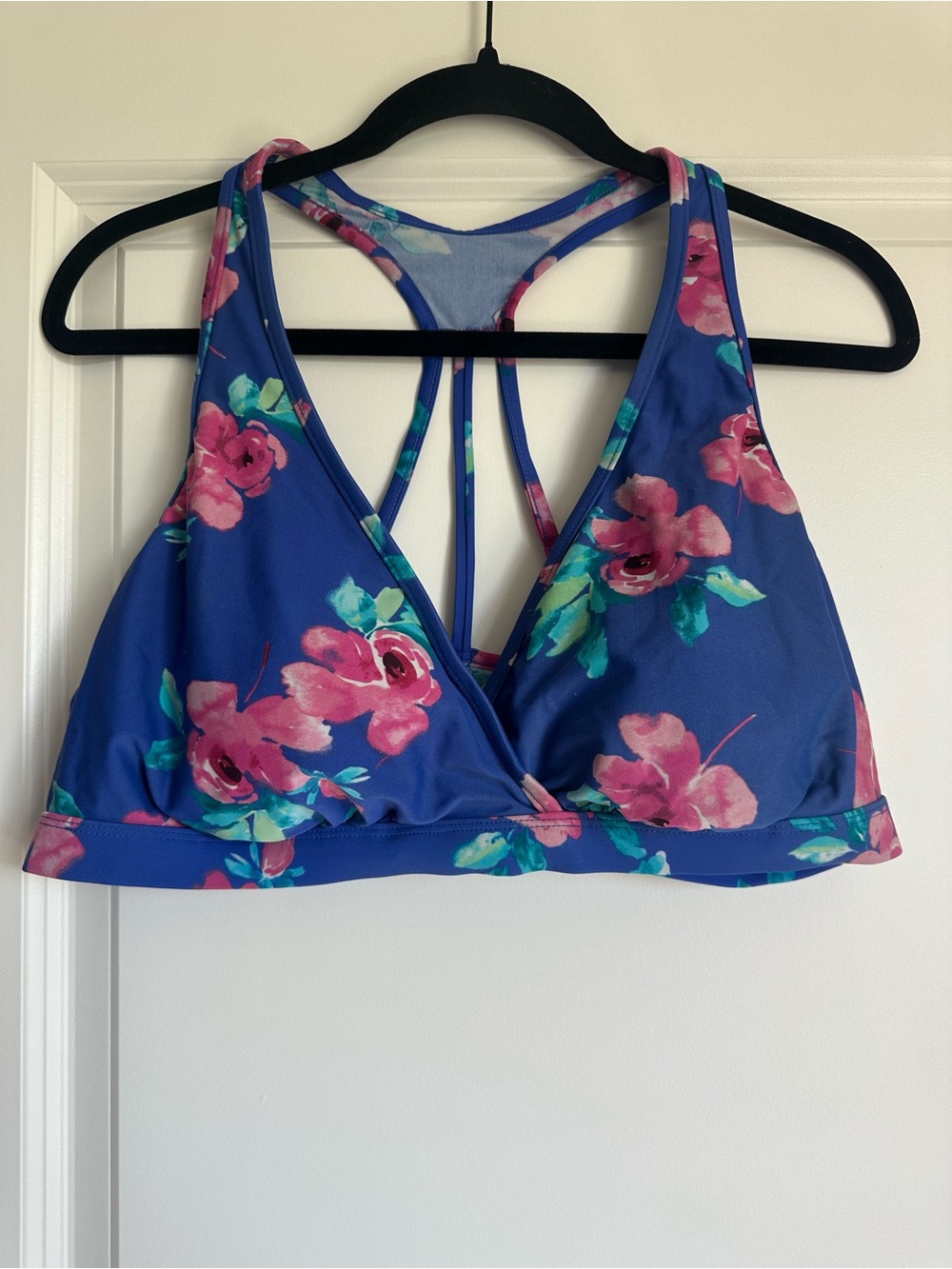 Splash Blue Floral Strappy Women's Swim Top